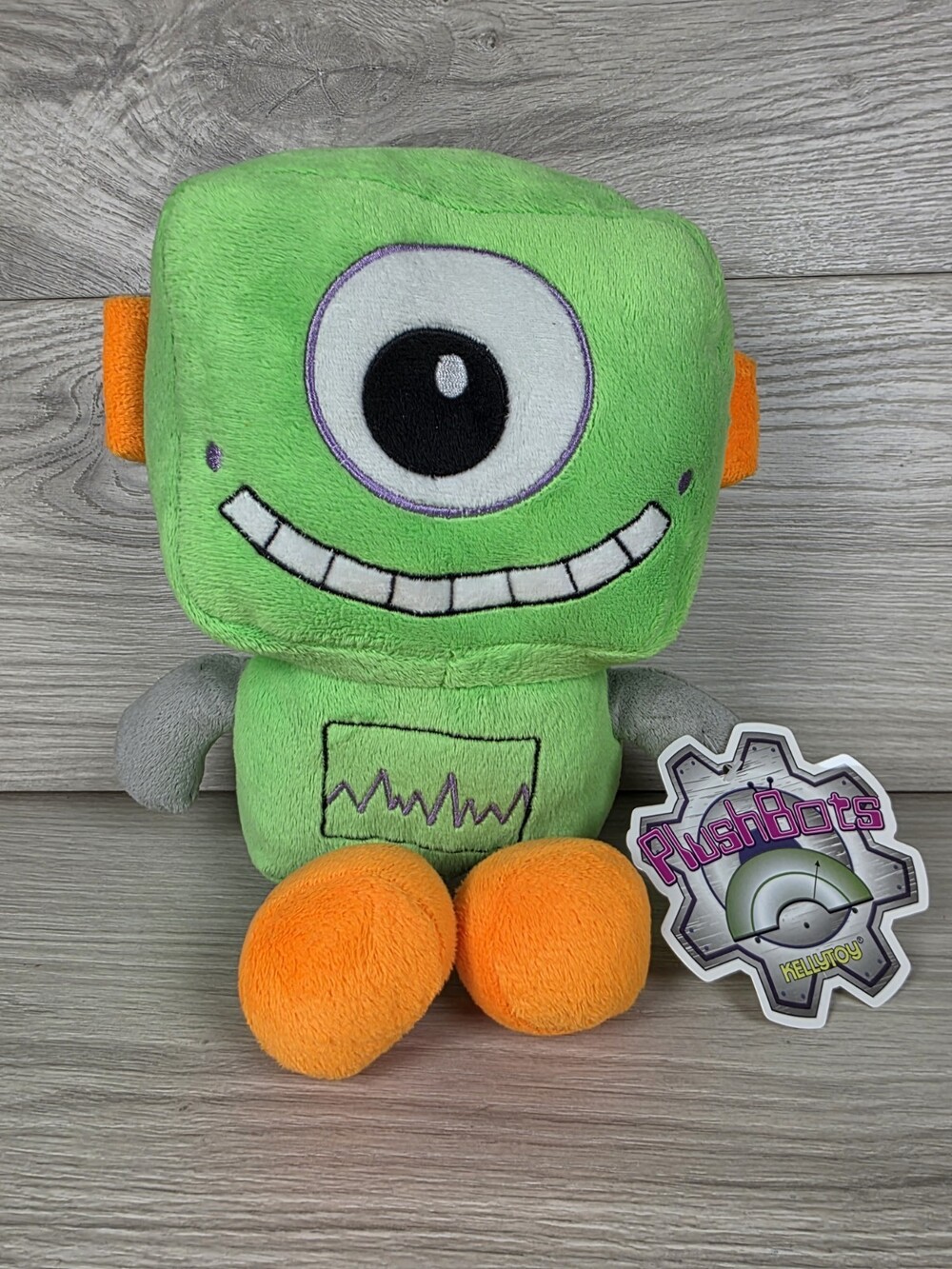 Kellytoy Plushbots Monster 10" Soft Stuffed Robot Green Orange SU9